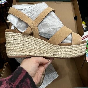 TOMS Beige Espadrille Wedge - Adult Sandals